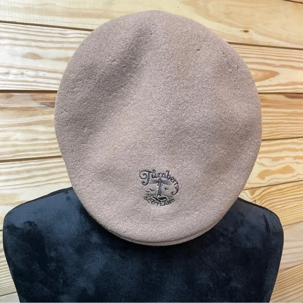 Vintage Royal Troon Golf Club Flat Cap Beret Camel Tan with Perfect Logo Kangol - Picture 7 of 9
